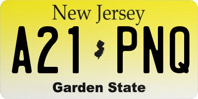 NJ license plate A21PNQ