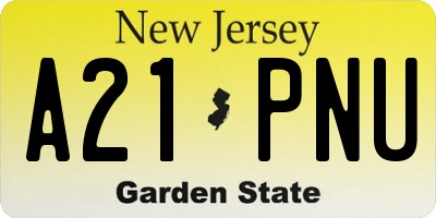 NJ license plate A21PNU