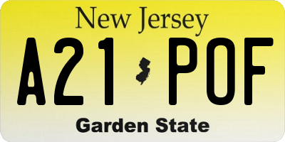 NJ license plate A21POF
