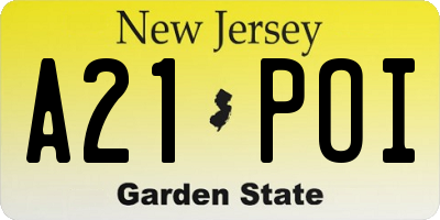 NJ license plate A21POI