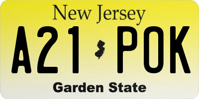 NJ license plate A21POK