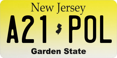 NJ license plate A21POL
