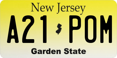 NJ license plate A21POM