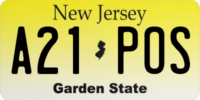 NJ license plate A21POS