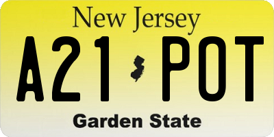 NJ license plate A21POT