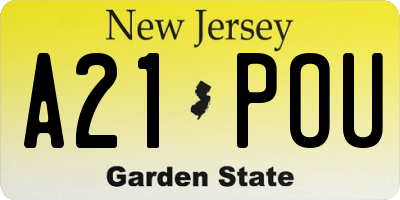 NJ license plate A21POU
