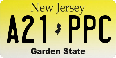 NJ license plate A21PPC
