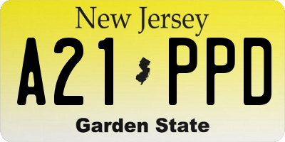 NJ license plate A21PPD