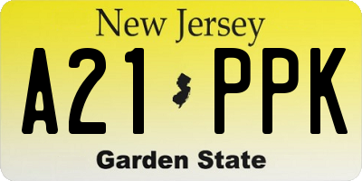 NJ license plate A21PPK