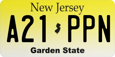 NJ license plate A21PPN
