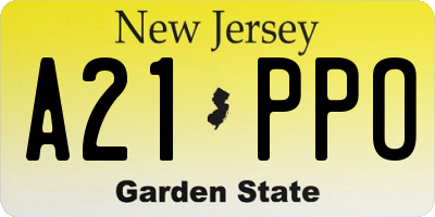 NJ license plate A21PPO