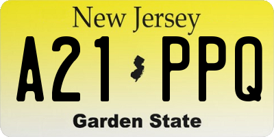 NJ license plate A21PPQ