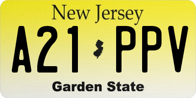 NJ license plate A21PPV
