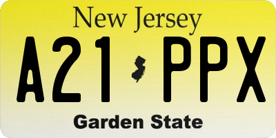 NJ license plate A21PPX
