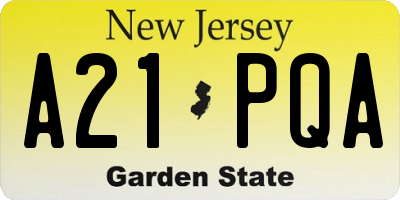 NJ license plate A21PQA