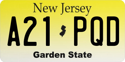 NJ license plate A21PQD