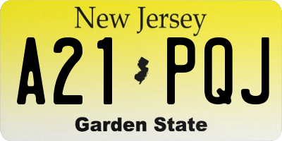 NJ license plate A21PQJ