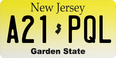 NJ license plate A21PQL