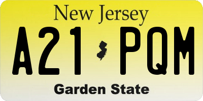NJ license plate A21PQM