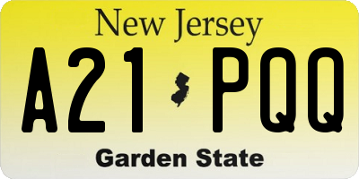 NJ license plate A21PQQ