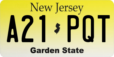NJ license plate A21PQT