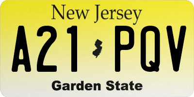 NJ license plate A21PQV