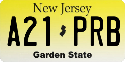 NJ license plate A21PRB