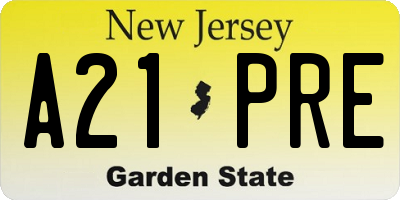 NJ license plate A21PRE