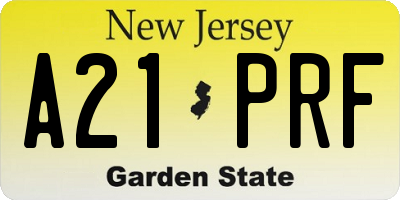 NJ license plate A21PRF