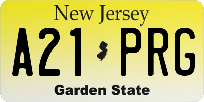 NJ license plate A21PRG