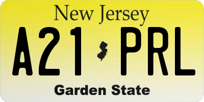 NJ license plate A21PRL