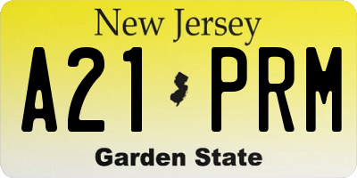 NJ license plate A21PRM