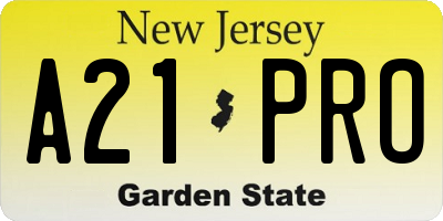 NJ license plate A21PRO