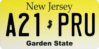 NJ license plate A21PRU