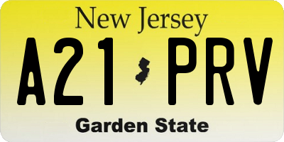 NJ license plate A21PRV