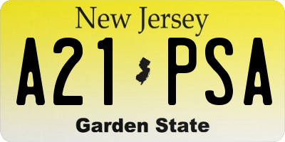 NJ license plate A21PSA