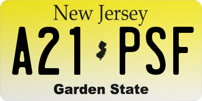 NJ license plate A21PSF