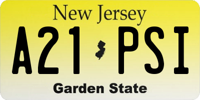 NJ license plate A21PSI