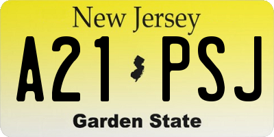 NJ license plate A21PSJ