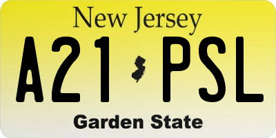 NJ license plate A21PSL