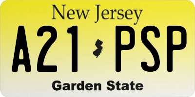 NJ license plate A21PSP