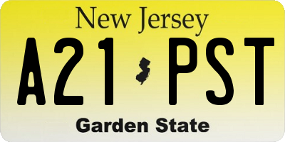 NJ license plate A21PST