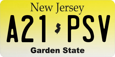NJ license plate A21PSV