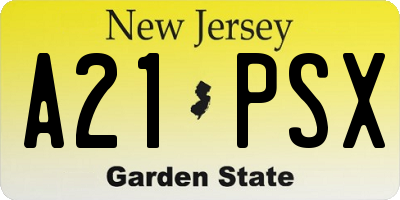 NJ license plate A21PSX