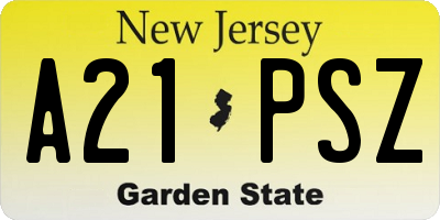 NJ license plate A21PSZ