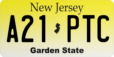 NJ license plate A21PTC