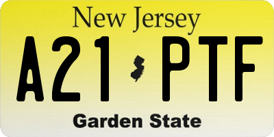 NJ license plate A21PTF