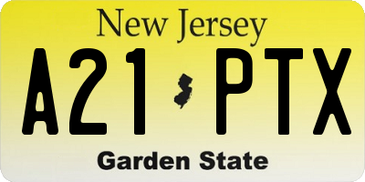 NJ license plate A21PTX