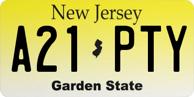 NJ license plate A21PTY