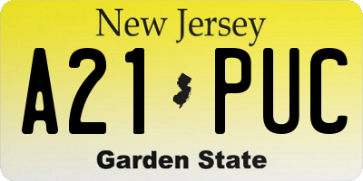 NJ license plate A21PUC